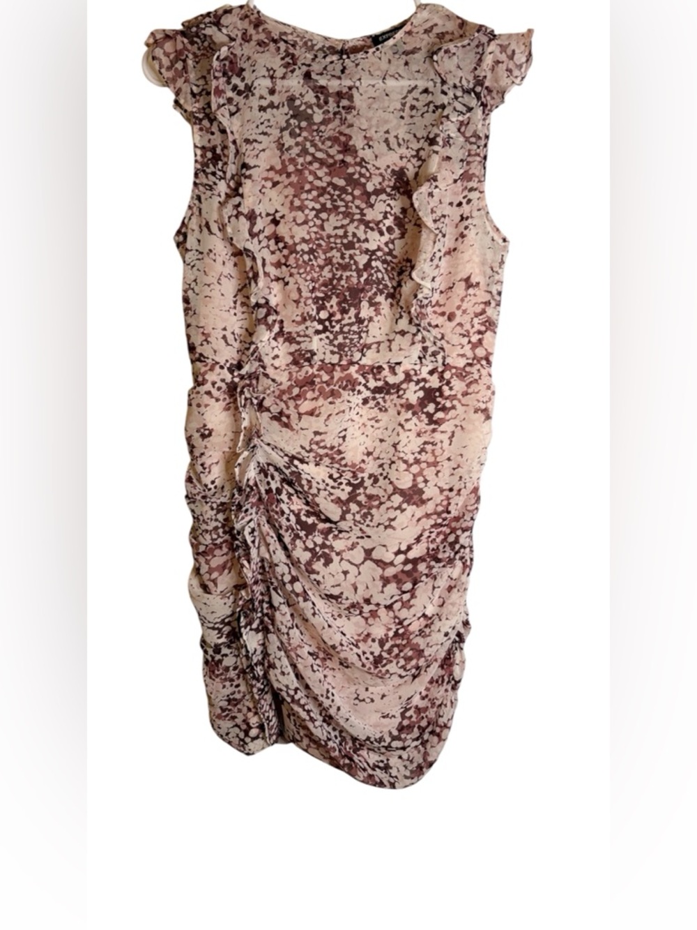 Express Pink Patterned Ruched Dress (002) - Picture 1 of 4